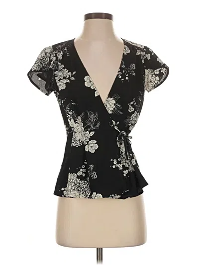 Pre-owned Lily White Short Sleeve Blouse In Black