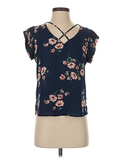 Pre-owned Lily White Short Sleeve Blouse In Blue