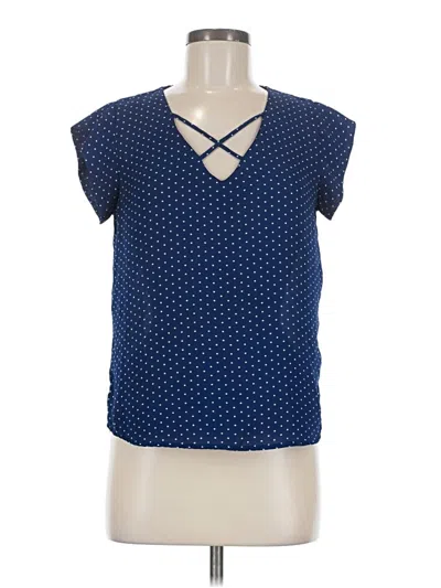 Pre-owned Lily White Short Sleeve Blouse In Blue