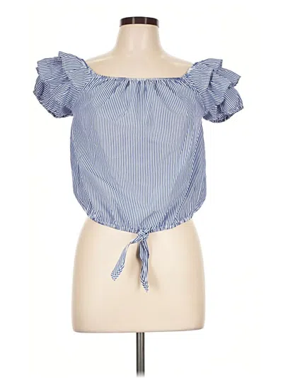 Pre-owned Lily White Short Sleeve Blouse In Blue