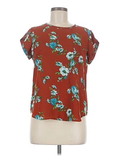 Pre-owned Lily White Short Sleeve Blouse In Burgundy