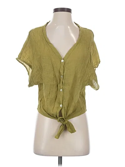 Pre-owned Lily White Short Sleeve Blouse In Green