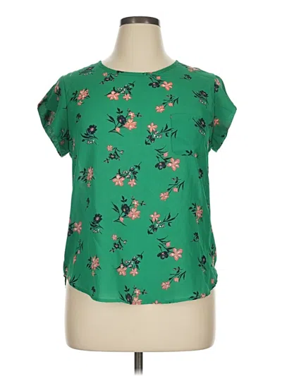 Pre-owned Lily White Short Sleeve Blouse In Green