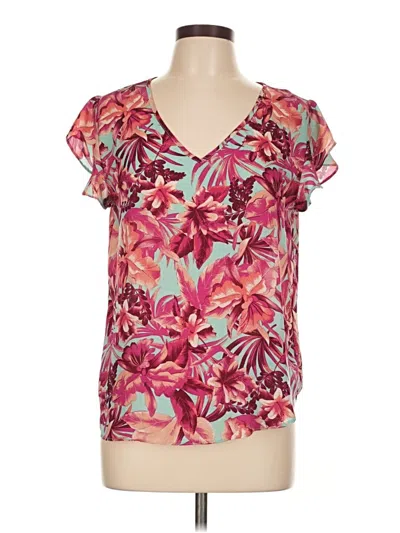 Pre-owned Lily White Short Sleeve Blouse In Pink