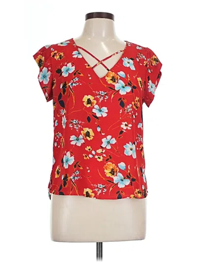 Pre-owned Lily White Short Sleeve Blouse In Red
