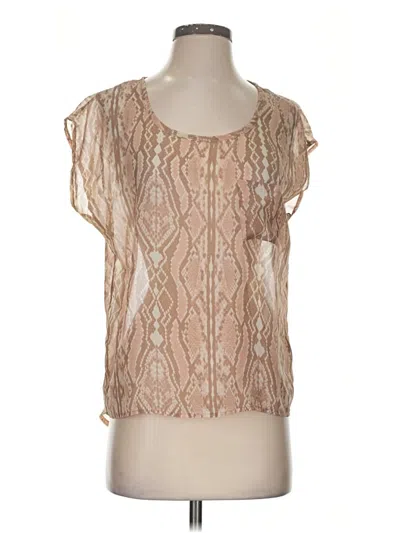 Pre-owned Lily White Short Sleeve Blouse In Tan