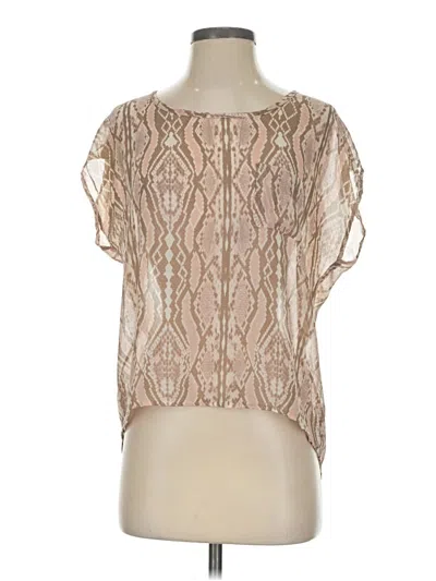 Pre-owned Lily White Short Sleeve Blouse In Tan