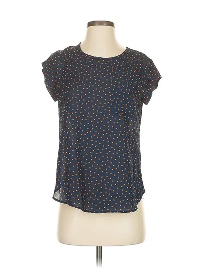 Pre-owned Lily White Short Sleeve Top Blue Stars Pattern Keyhole Neckline Tops