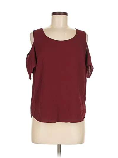 Pre-owned Lily White Short Sleeve Top Burgundy Cold Shoulder Neckline Tops