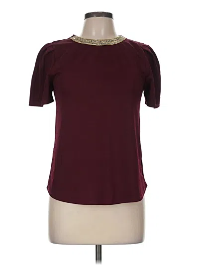 Pre-owned Lily White Short Sleeve Top Burgundy Keyhole Neckline Tops
