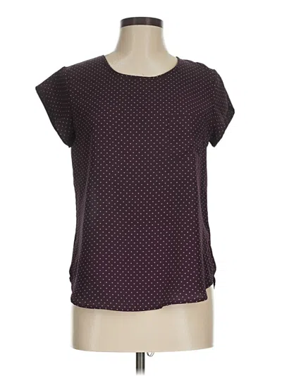 Pre-owned Lily White Short Sleeve Top Burgundy Polka Dots Pattern Crew Neck Tops
