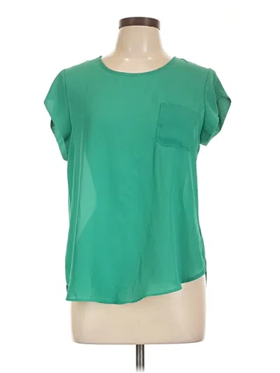 Pre-owned Lily White Short Sleeve Top Green Scoop Neck Tops