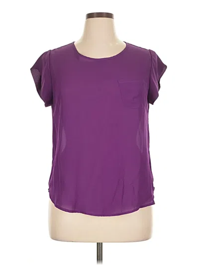 Pre-owned Lily White Short Sleeve Top Purple Scoop Neck Tops
