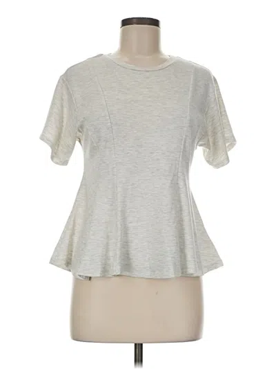 Pre-owned Lily White Short Sleeve Top Silver Mock Neckline Tops