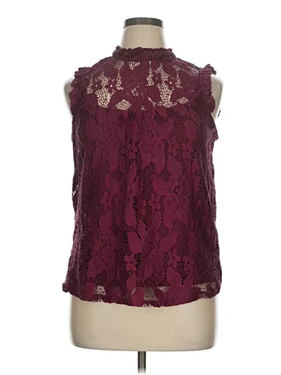 Pre-owned Lily White Sleeveless Blouse In Burgundy