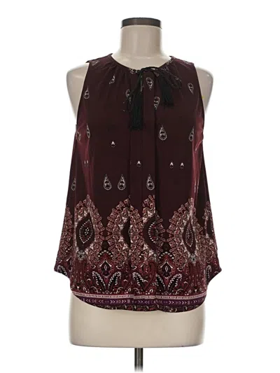Pre-owned Lily White Sleeveless Blouse In Burgundy