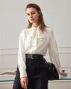 Lilysil Bow Tie Silk Jasmine Blouse For Women In Multi