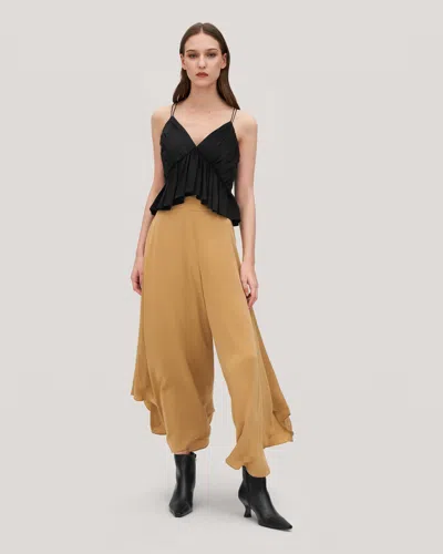 Lilysil Wide-legged Silk Fig Pants In Brown