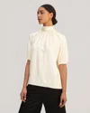 Lilysil Women Ajuga Silk Twill Blouse Top In Beige