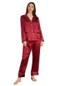 Lilysilk 22 Momme Chic Trimmed Silk Pajamas Set In Claret