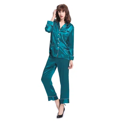 Lilysilk 22 Momme Chic Trimmed Silk Pajama Set For Women In Green