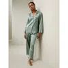 Lilysilk 22 Momme Full Length Silk Pajamas Set In Avocado Green