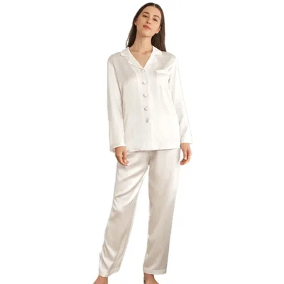 Lilysilk 22 Momme Full Length Silk Pajamas Set In Natural White
