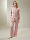 Lilysilk 22mm Gold Piping Silk Pajamas Set In Rosy Pink