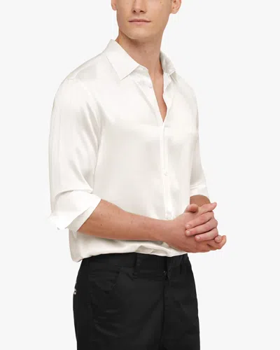 Lilysilk 22mm Mulberry Silk Basic Mens Shirt In White