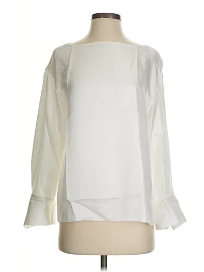 Pre-owned Lilysilk 3/4 Sleeve Silk Top White Square Neckline Tops