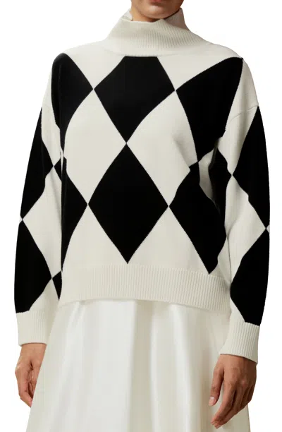 Lilysilk Argyle Preppy Wool Sweater For Women In White