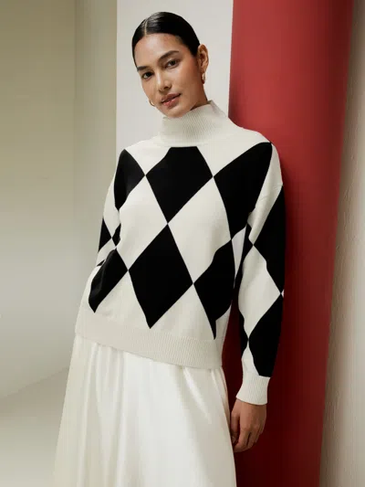 Lilysilk Argyle Preppy Wool Sweater In Multi