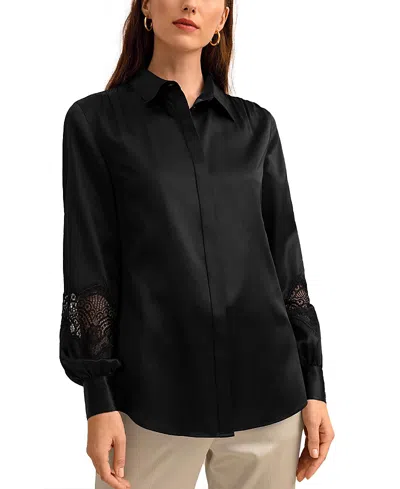 Lilysilk Armeria Lace Blouse In Black