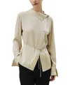 Lilysilk Asymmetrical Shirt With Waist Tie In Neutral