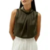 Lilysilk Asymmetrical Sleeveless Cowl Neck Top In Multi