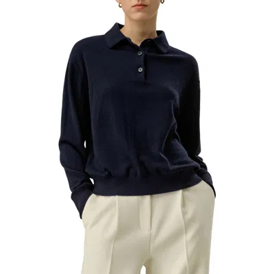 Lilysilk Baby Cashmere Long-sleeve Polo Shirt In Black