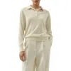 Lilysilk Baby Cashmere Long-sleeve Polo Shirt In White