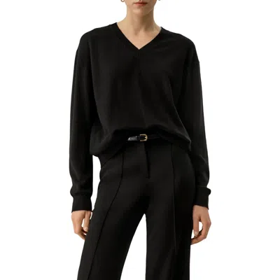 Lilysilk Baby Cashmere V-neck Sweater In Black