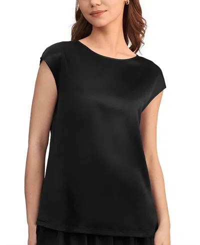 LILYSILK BASIC CAP SLEEVES SILK TEE