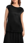 Lilysilk Basic Cap Sleeves Silk Tee In Black