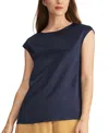 Lilysilk Basic Cap Sleeves Silk Tee In Blue