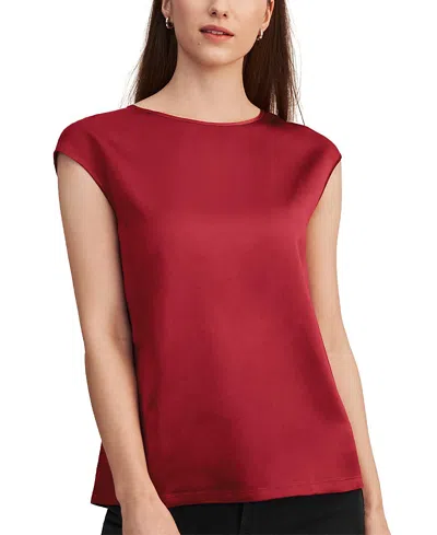 Lilysilk Basic Cap Sleeves Silk Tee In Burgundy