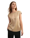 Lilysilk Basic Cap Sleeves Silk Tee In Light Camel