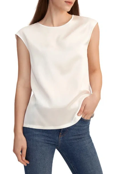 Lilysilk Basic Cap Sleeves Silk Tee In Natural White