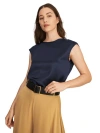 Lilysilk Basic Cap Sleeves Silk Tee In Navy Blue