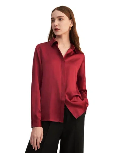 LILYSILK LILYSILK BASIC CONCEALED PLACKET SILK SHIRT