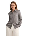 Lilysilk Basic Concealed Placket Silk Shirts In Dark Gray