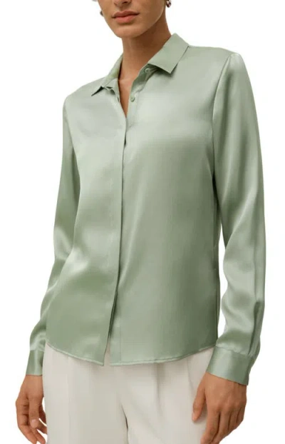 Lilysilk Basic Concealed Placket Silk Shirt In Green