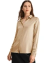 Lilysilk Basic Concealed Placket Silk Shirt In Light Camel