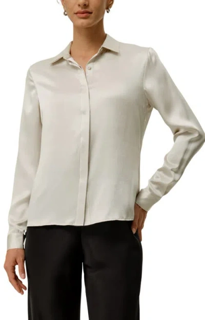 Lilysilk Basic Concealed Placket Silk Shirt In White